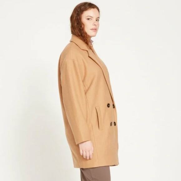UNIVERSAL STANDARD Blair Double Breasted Wool Coat Tan Camel Sz 8 NWT $259 - Picture 4 of 5